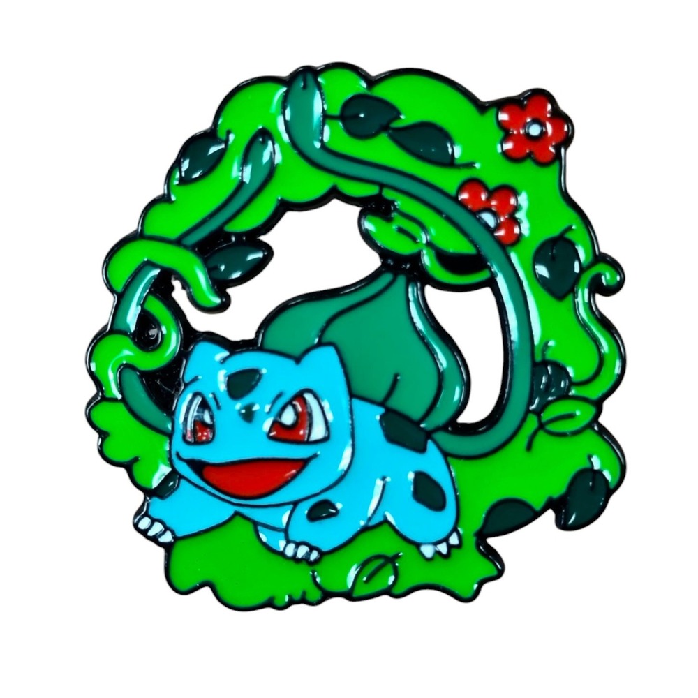 Nintendo Pokemon - Playful Bulbasaur With Vine Wreath Frame Enamel Pin